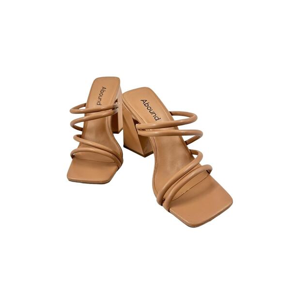 Abound Women Austyn Block Heel Strappy Sandals Size 5 Slide Faux Leather In tan - Picture 3 of 12